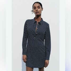 Zara Black and White Polka Dot Midi Dress